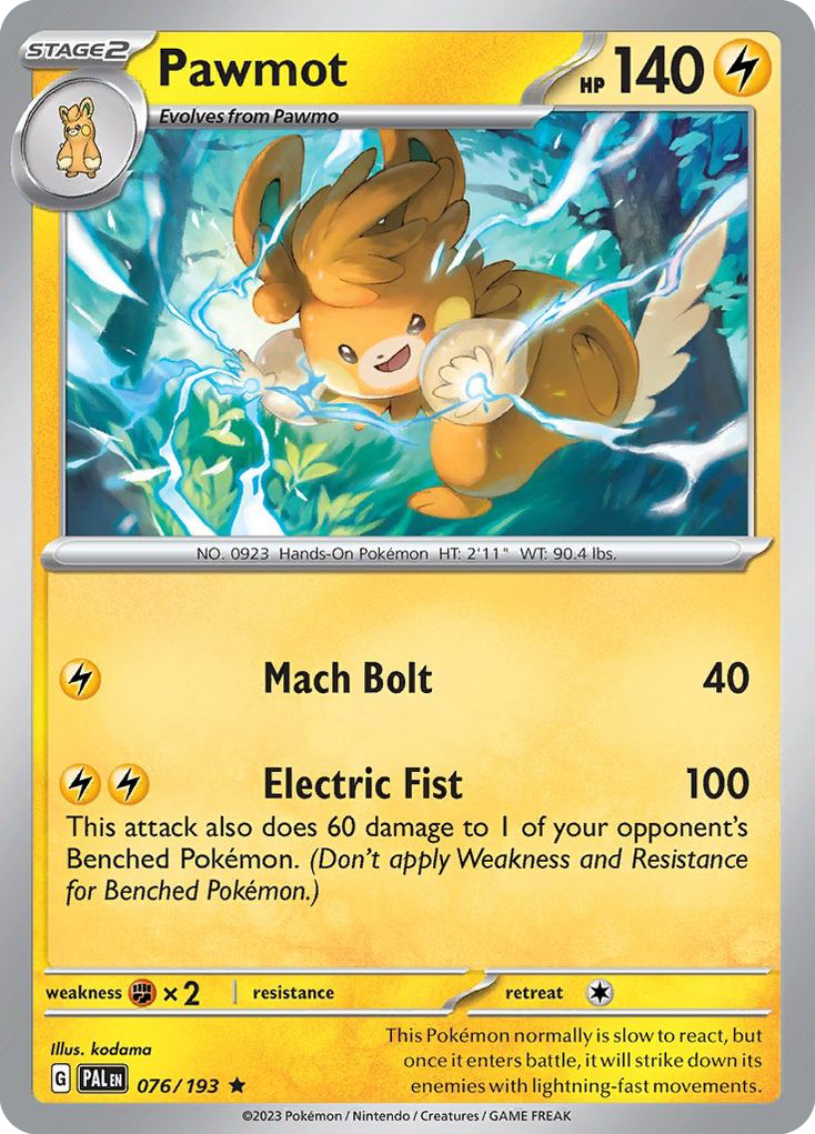 Pawmot Pokemon card Paldea Evolved #76