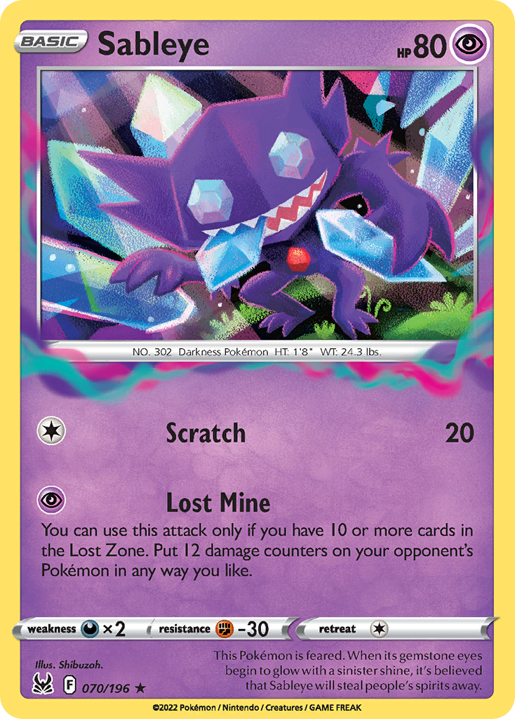 Sableye Pokemon card Lost Origin #70