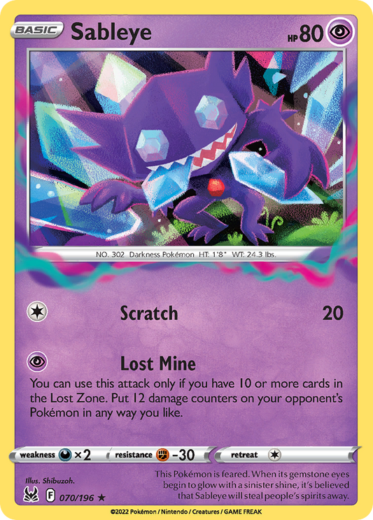 Sableye Pokemon card Lost Origin #70
